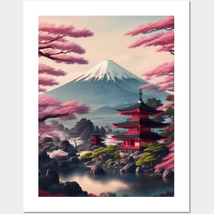 Serene Mount Fuji Sunset - Peaceful River Scenery Posters and Art